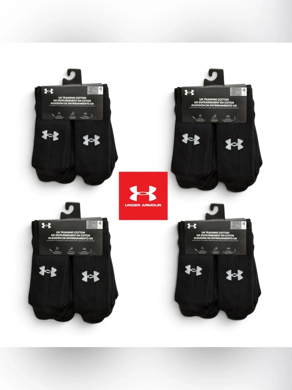 Under Armour Training cotton cushioned crew socks black 18 pairs